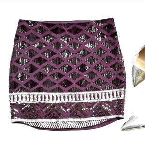 Express Purple + Black Sequinned Skirt